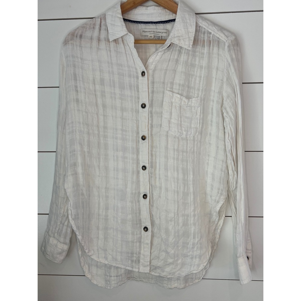 Pilcro and the Letterpress Anthropologie White Gauze Button Down minimalist‎ 2